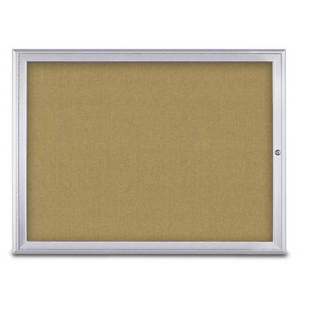 UNITED VISUAL PRODUCTS Single Door Radius Corkboard, 48"X36", S UV80031-SATIN-KEYLIME