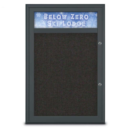 UNITED VISUAL PRODUCTS Single Door Radius Plus Corkboard With H UV8011PLUS-BLACK-BLACK