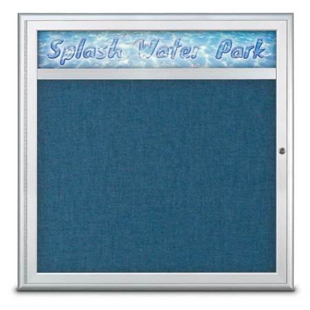 UNITED VISUAL PRODUCTS Single Door Radius Corkboard With Header UV8012-SATIN-ULTMAR