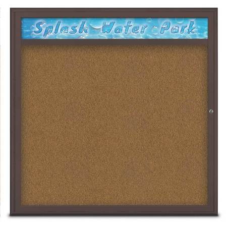 UNITED VISUAL PRODUCTS Single Door Radius Corkboard, Header, 48", UV801348-BRONZE-FORBO UV801348-BRONZE-FORBO