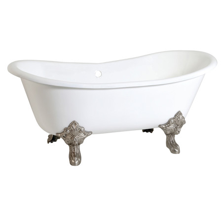 KINGSTON BRASS VCTNDS6731NL8 Clawfoot Tub, 67.31" L, 28.94" W, White/Brushed Nickel, Cast iron VCTNDS6731NL8