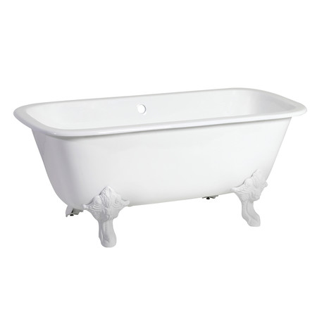 KINGSTON BRASS VCTQND6732NLW Clawfoot Tub, 66.56" L, 31.06" W, White/White, Cast iron VCTQND6732NLW