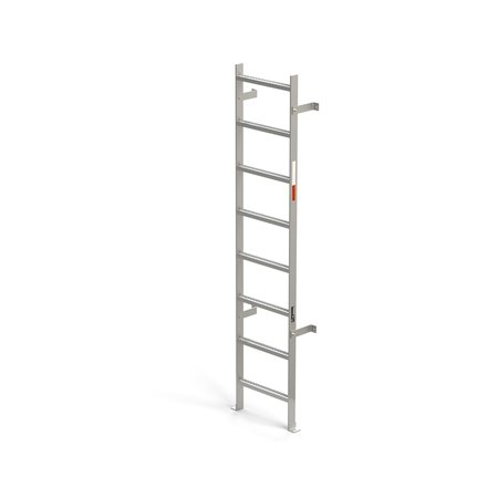 EGA PRODUCTS 96" Vertical Wall Mount Ladder - SS, Stainless Steel, 8 Steps, 300 lb. Load Capacity MVSS8