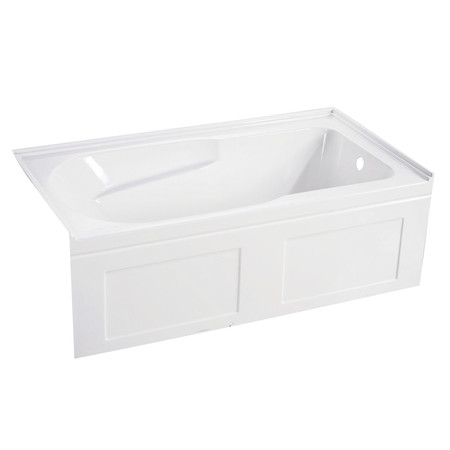 Kingston Brass VTAP603220CR 60" Acrylic Alcove Tub with, 60" L, 2.75" W, White, Acrylic VTAP603220CR