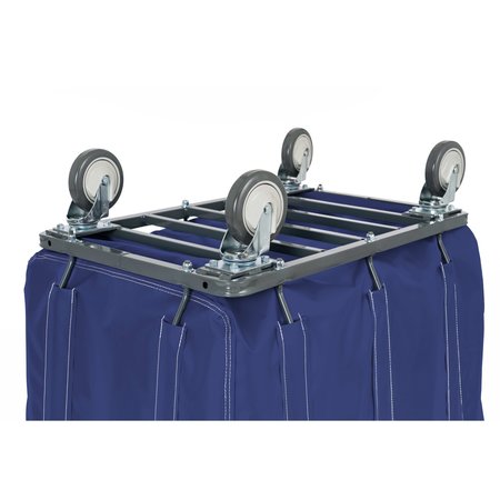 R&B Wire Products Antimicrobial Vinyl Basket Truck with Steel Base, 10 Bushel, Navy 410SOC/ANTI/NVY