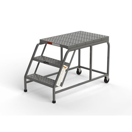 EGA PRODUCTS Mobile Work Platform, 3 Steps, 24"W x 36"D Platform, Perforated Tread, No Handrails W025