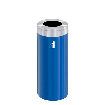 GLARO 15 gal Trash Can, Blue/Satin Aluminum W-1242BL-SA-W1