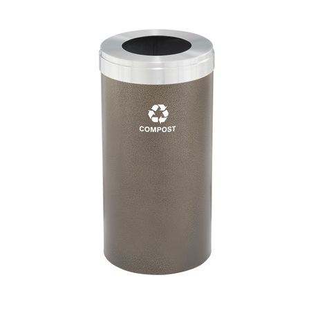 GLARO 16 gal Trash Can, Bronze Vein/Satin Aluminum W-1532BV-SA-W6RL