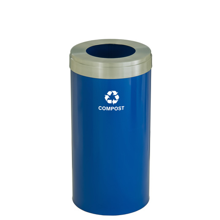 GLARO 23 gal Trash Can, Blue/Satin Aluminum W-1542BL-SA-W6RL
