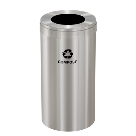 GLARO 23 gal Trash Can, Satin Aluminum W-1542SA-SA-W6RL