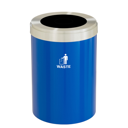 GLARO 33 gal Trash Can, Blue/Satin Aluminum W-2032BL-SA-W2