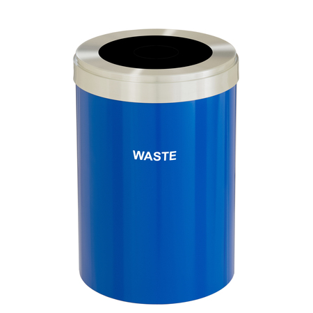 GLARO 16 gal Trash Can, Blue/Satin Aluminum W-2032BL-SA-W4