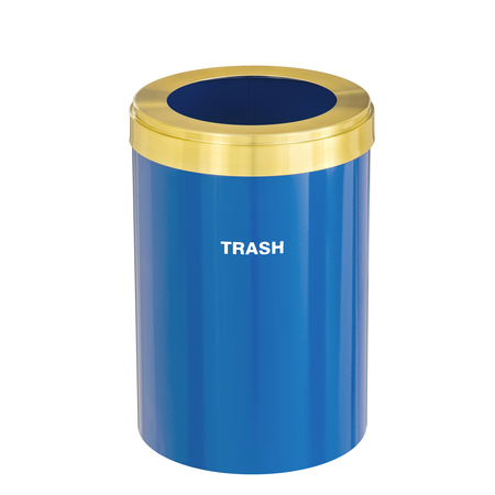 GLARO 41 gal Trash Can, Blue/Satin Brass W-2042BL-BE-W5