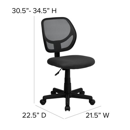 Flash Furniture Mesh Task Chair, 15-1/2" to 19-1/2", Gray WA-3074-GY-GG