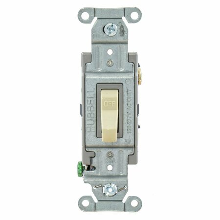Hubbell Wall Switch, 20A, Ivory, 1 HP, 1-Pole Switch CSB120I