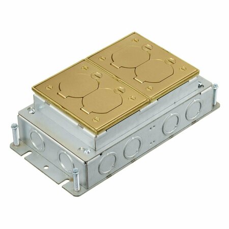 HUBBELL WIRING DEVICE-KELLEMS Electrical Box, 35 cu in, Floor Box, 2 Gang, Brass, Rectangular FB2422