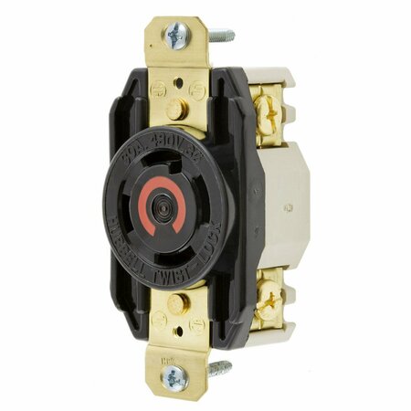 Hubbell 30A Twist-Lock Receptacle 3P 4W 480VAC L16-30R BK HBL2730