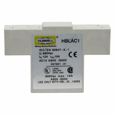 HUBBELL Auxiliary Contact, Break After Break HBLAC1