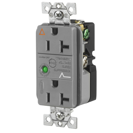 HUBBELL WIRING DEVICE-KELLEMS 20A Duplex Spd Receptacle, Ig, 125V, 5-20R, Gy IG5362GYSA