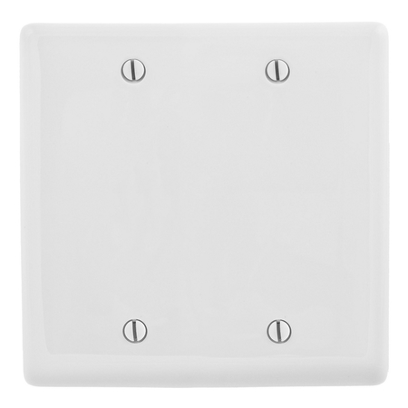 HUBBELL WIRING DEVICE-KELLEMS Blank Cover Plates, Number of Gangs: 2 Nylon, White NP23W