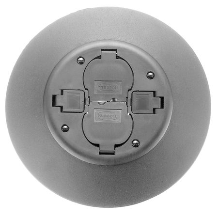HUBBELL WIRING DEVICE-KELLEMS Electrical Box Cover, Round, Furniture Feed PT2X2SFGY