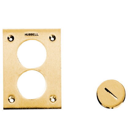 HUBBELL WIRING DEVICE-KELLEMS Electrical Box Cover, Brass, Flush Cover S5002