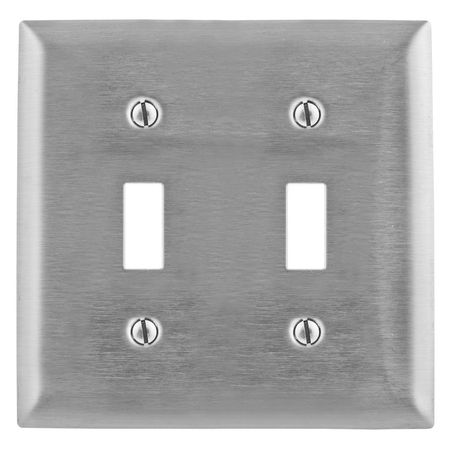 HUBBELL WIRING DEVICE-KELLEMS Wall Plates and Boxes, Number of Gangs: 2 Stainless Steel, Brushed Finish SSJ2
