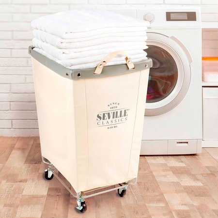 Seville Classics Laundry Cart, Comme, 22" D x 16" W x 27" H WEB703