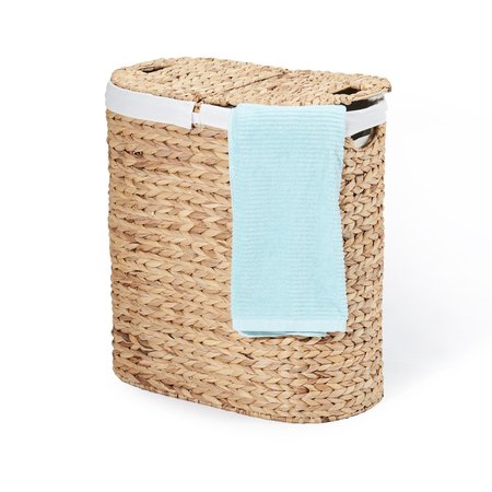 SEVILLE CLASSICS Oval Double Hamper, Water Hyacinth Lidde WEB706