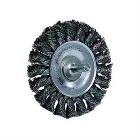 Weiler Wire Wheel, 3-1/4"Diameter, .014 Knotted Wire, 1/4"Round Stem, 25, 00 WEI17681