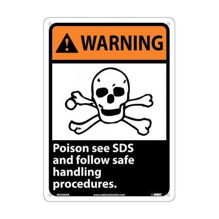 NMC Warning Poison Follow Safety Procedures Sign, WGA40AB WGA40AB