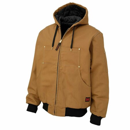 TOUGH DUCK Hooded Duck Bomber Jacket, Brown, L WJ301