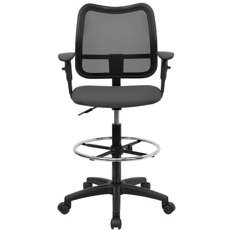 Flash Furniture Fabric Drafting Chair, 23" to 28", Adjustable Arms, Gray WL-A277-GY-AD-GG