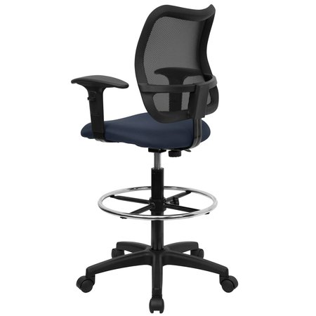 Flash Furniture Drafting Chair, Fabric, 23" to 28" Height, Adjustable Arms, Navy Blue WL-A277-NVY-AD-GG