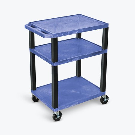 LUXOR Tuffy Utility Cart with Three Shelves in Blue, 32" WT34BU-B