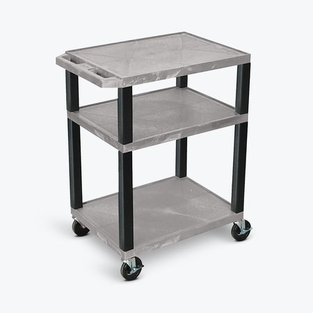 LUXOR Tuffy Utility Cart with Three Shelves in Gray, 32" WT34GY-B