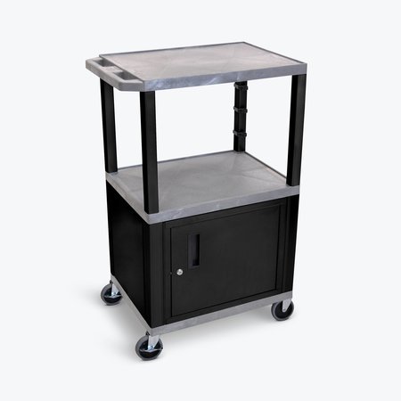 LUXOR AV Cart, 3 Shelves Cabinet and Black Legs, 42"H WT42GYC2-B