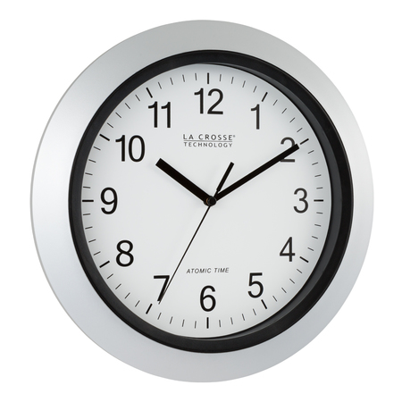 La Crosse Technology Atomic Wall Clock, Silver, 12" WT-3129S