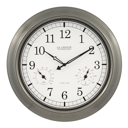 La Crosse Technology Indoor/Outdoor Atomic Wall Clock, 18" WT-3181PL-INT