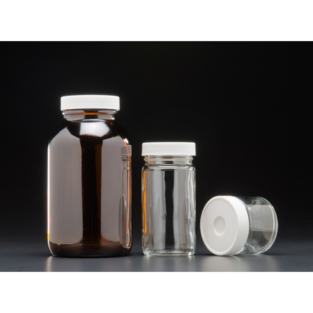JG FINNERAN Clr Septum Bottle, 24-400mm Open Top Black PP Cap, PTFE/Silicone 9-163