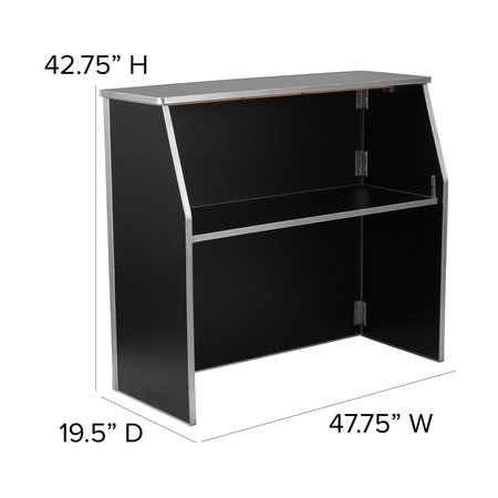 Flash Furniture Foldable Bar, 4ft., Black, 47.75" W, 19.5" L, 42.75" H, Laminate Top, Black XA-BAR-48-BK-GG