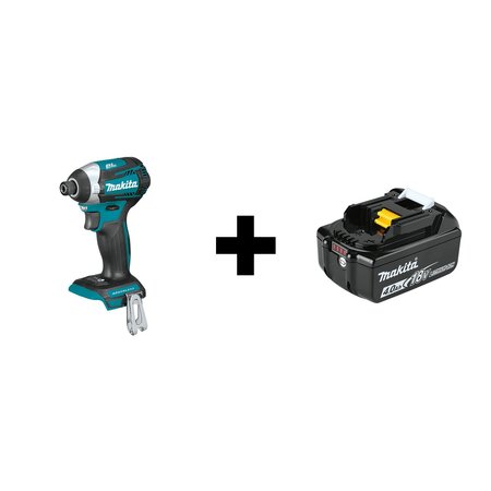 MAKITA Impact Driver, 18V, w/Battery XDT14Z + BL1840B