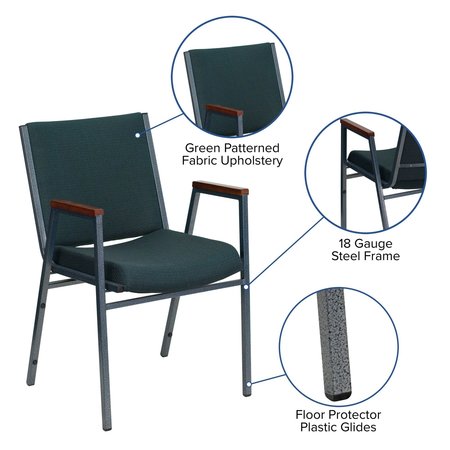 Flash Furniture Fabric Stack Chair w/Arms, Green XU-60154-GN-GG