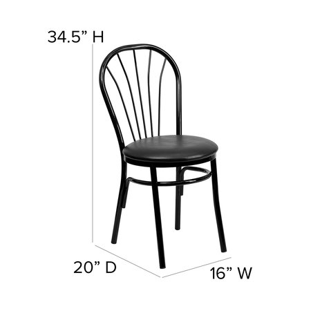 Flash Furniture Dining Chair, 20"L34-1/2"H, HerculesSeries XU-698B-BLKV-GG
