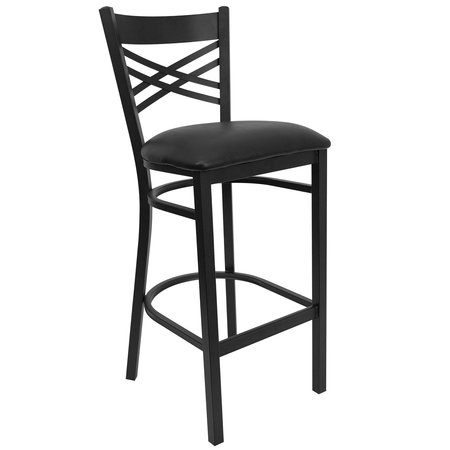 Flash Furniture Restaurant Stool, X Back, Black Seat XU-6F8BXBK-BAR-BLKV-GG