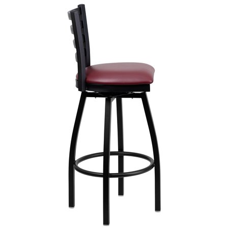 Flash Furniture Restaurant Stool, Ladder Back, Burg Seat XU-6F8B-LADSWVL-BURV-GG