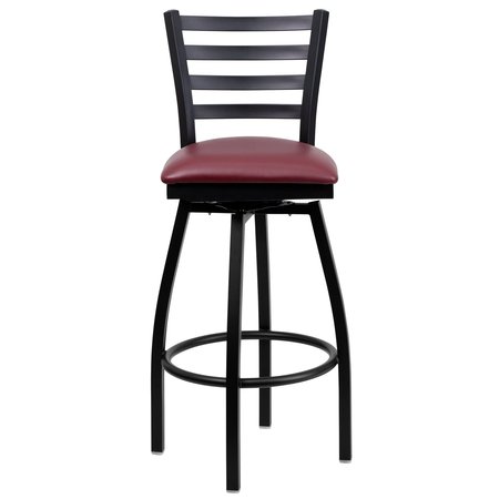 Flash Furniture Restaurant Stool, Ladder Back, Burg Seat XU-6F8B-LADSWVL-BURV-GG