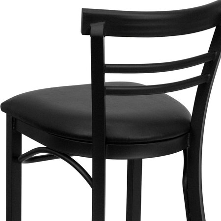 Flash Furniture Restaurant Stool, Ladder Back, Blk Seat XU-DG6R9BLAD-BAR-BLKV-GG