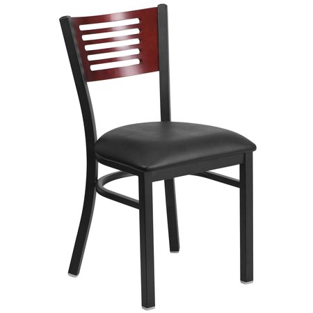 Flash Furniture Restaurant Chair, 21"L32"H, VinylSeat, HerculesSeries XU-DG-6G5B-MAH-BLKV-GG
