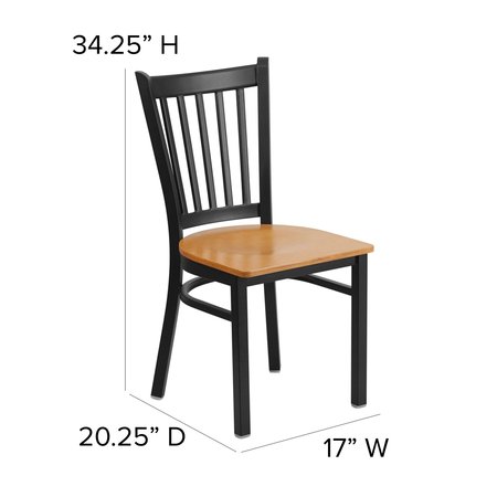 Flash Furniture Restaurant Chair, 20-1/4"L34-1/4"H, HerculesSeries XU-DG-6Q2B-VRT-NATW-GG